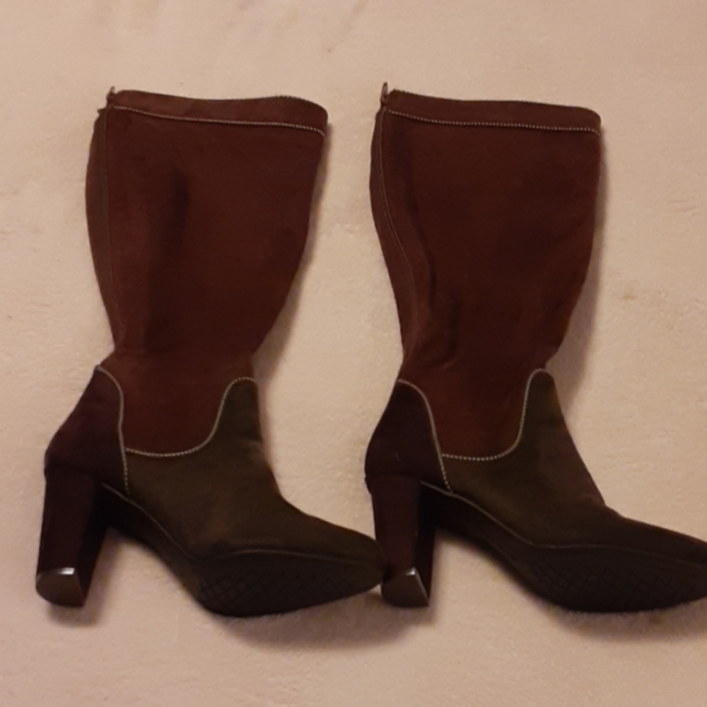 Tri Colored Suede boots full calf length